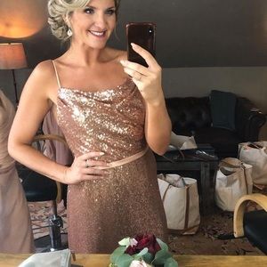 Rose gold/Blush sequin Christina Wu gown